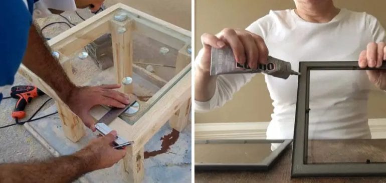 how to attach glass to wood
