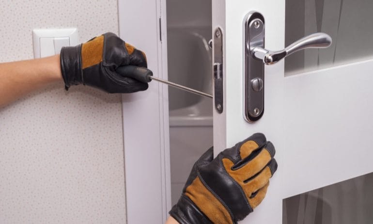 how to fix door lock hole--wood deteriorated