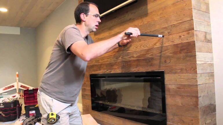 how to install a heavy wood mantel on brick fireplace
