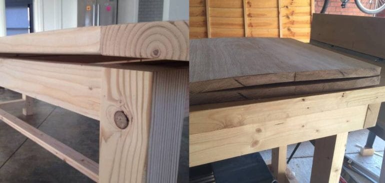 how to flatten warped wood table top
